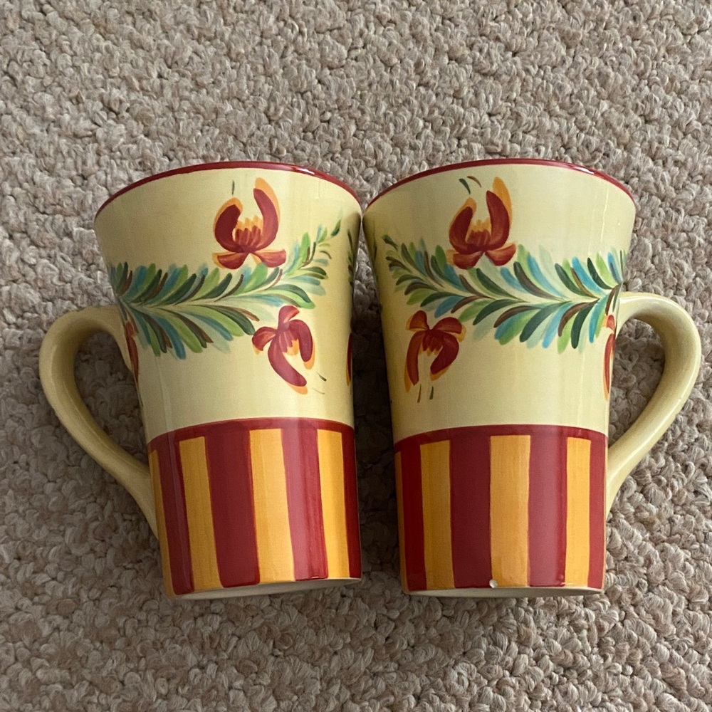 2 Vintage Gail Pittman Hand Painted coffee mugs Siena  Garland Pattern - Picture 8 of 17